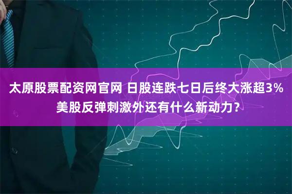 太原股票配资网官网 日股连跌七日后终大涨超3% 美股反弹刺激外还有什么新动力？